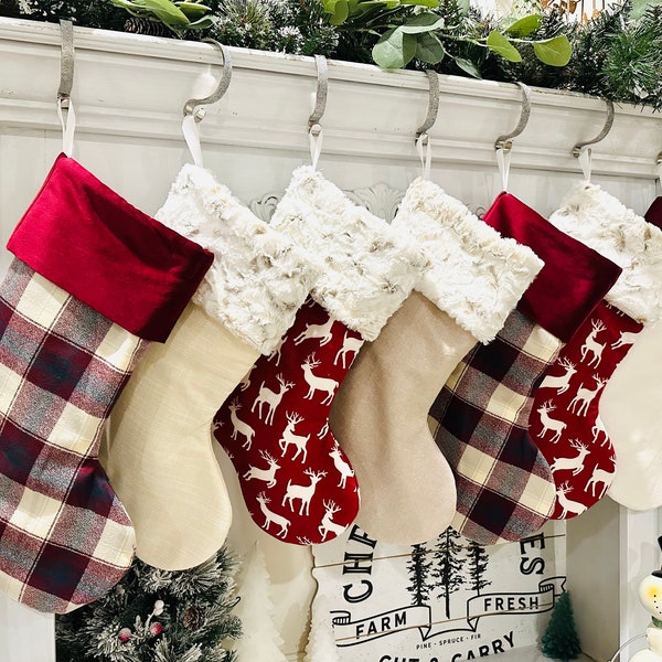 Personalized Christmas Stockings. Plaid Stockings. Gold Stockings. Classic Stockings. Christmas Stocking. Velvet Stockings. Red Stockings.