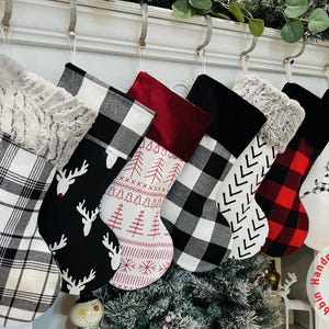 Personalized Christmas Stockings. Buffalo Plaid Stockings. Black and White Stocking. Plaid Stocking. Christmas Stocking. Farmhouse stocking.