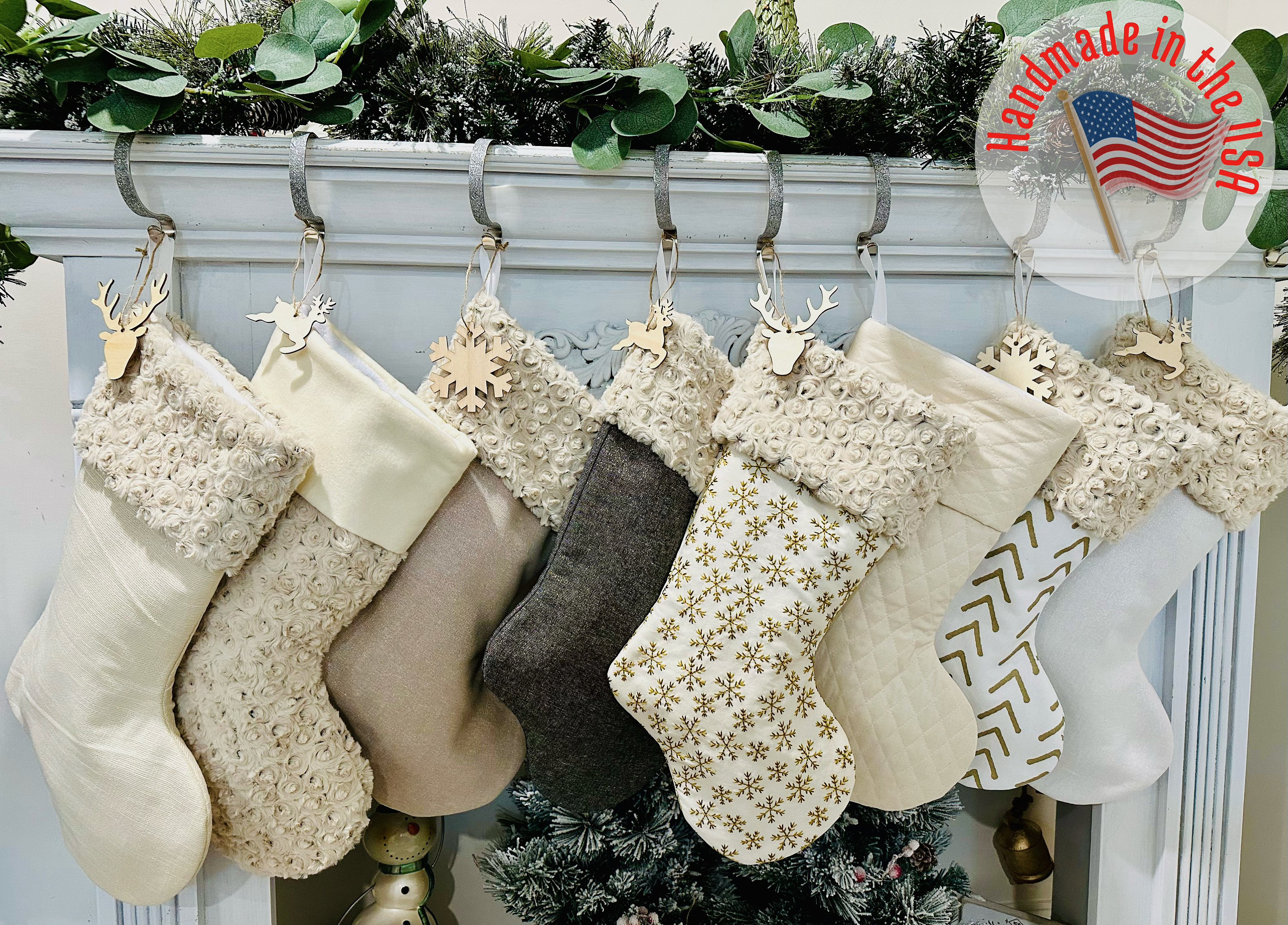Gold Cream Christmas Stockings - Etsy, image size:3000x2154