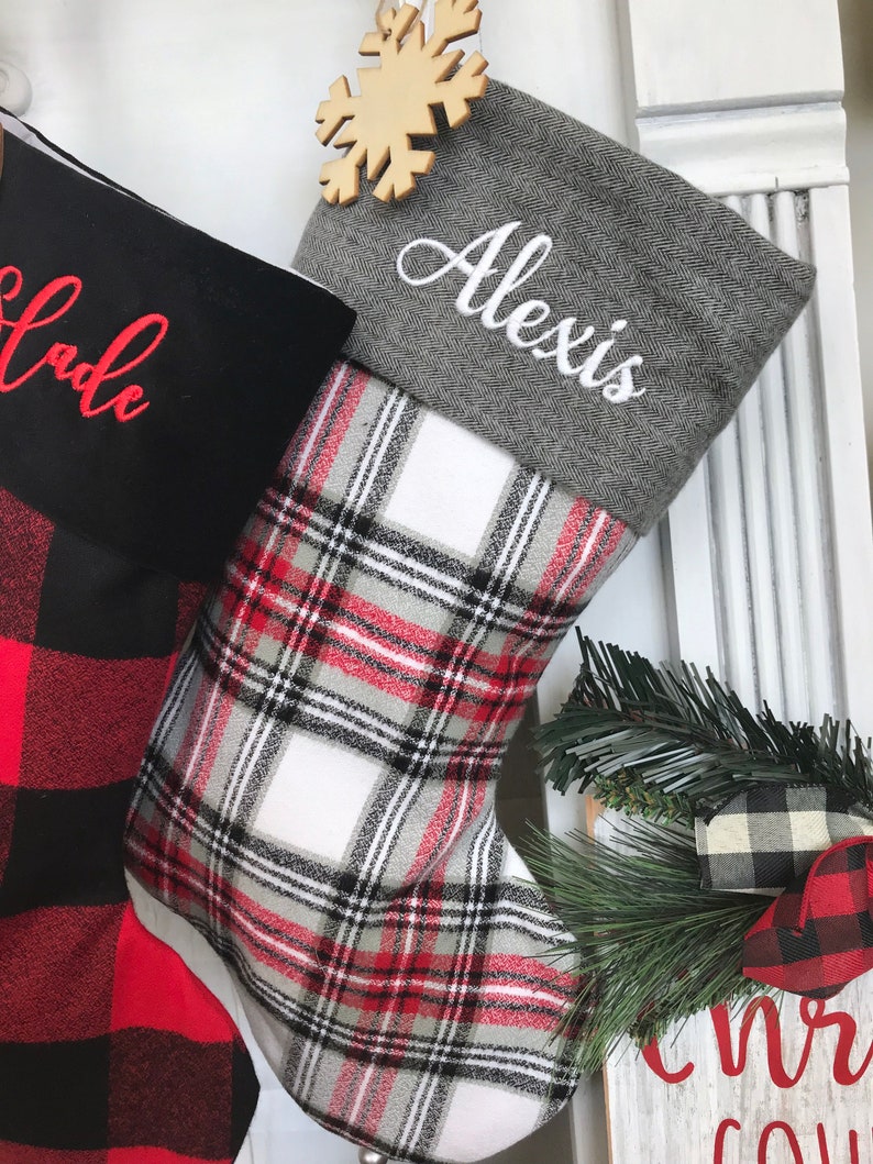 Personalized Christmas Stockings. Buffalo Plaid Stockings. Etsy