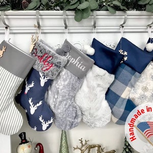 Personalized Christmas Stockings. Blue Christmas Stockings. Buffalo Plaid Christmas Stockings. Fur Christmas Stockings. Blue Stockings.