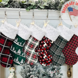 Personalized Christmas Stockings.Buffalo Plaid Stockings.Embroidered .Plaid Stockings. Stewart Plaid Stockings.Christmas Stocking.Farmhouse