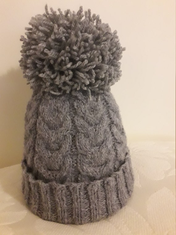 grey wool bobble hat