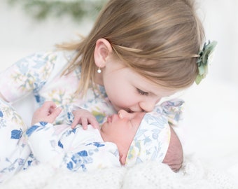 newborn and sister matching outfits