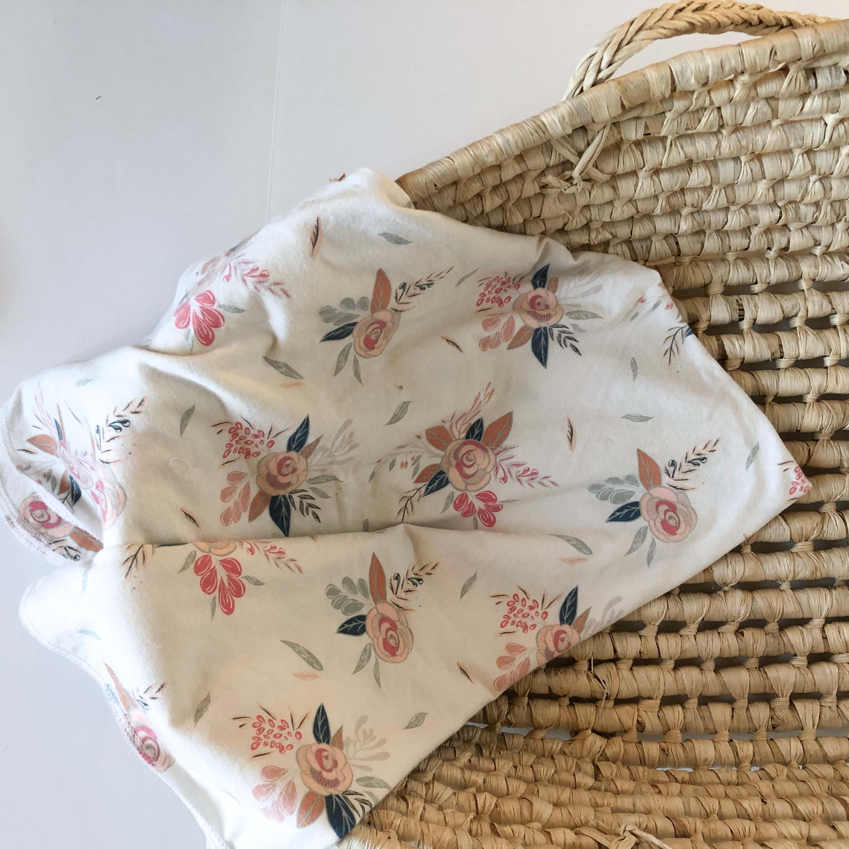 Cream floral receiving blanket newborn baby blanket handmade Etsy
