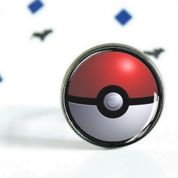 Pokeball - Pokemon - Adjustable ring - Original gift - Geek - Manga - Pikachu - Glass Cabochon - Minimal - Anime