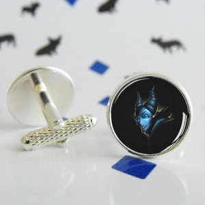 Maleficent - Cufflinks -  Glass cabochon - Special wedding gift - Geek special gift - Disney Lover - Villains - Men's jewellery