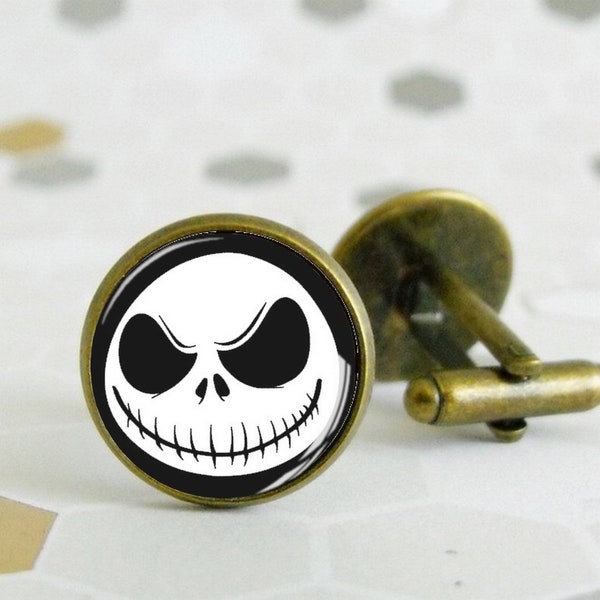 Jack Skellington - Boutons de manchettes - cadeau - L'Etrange Noël de Monsieur Jack - Tim Burton - Cadeau geek - Bijou pour homme