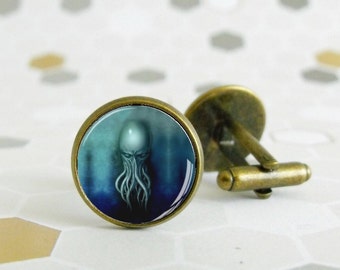 Cthulhu - Cufflinks -  - Lovecraft - Wedding gift -  Gift set - Jewel for men - Geek - Victorian - Special steampunk gift - Horror