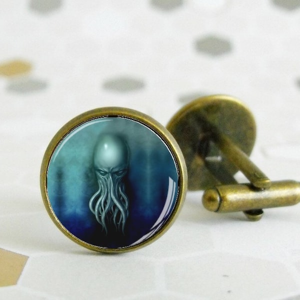 Cthulhu - Boutons de manchette - cadeau - H.P. Lovecraft - Cadeau mariage - Bijou pour homme - Geek - Victorien - Steampunk - Horreur