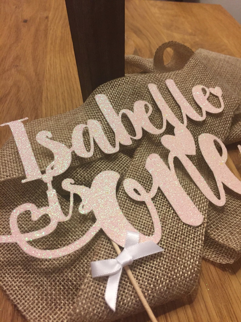 Any Age Personalised Glitter Cake Topper Name and Age