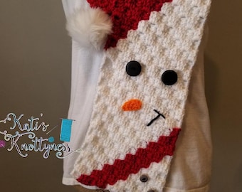 Crochet Pattern for an Adult size Snowman C2C scarf