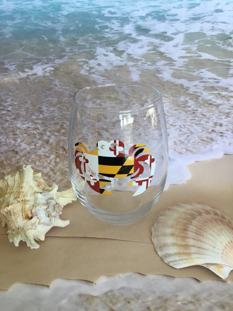 Personalized maryland crab stemless wine glass Etsy