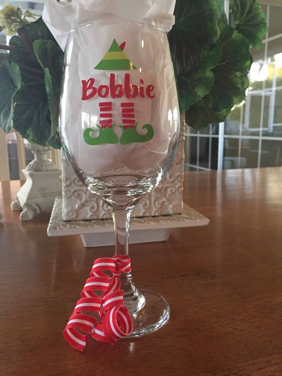 Personalized Christmas Wine Glass set of two Etsy