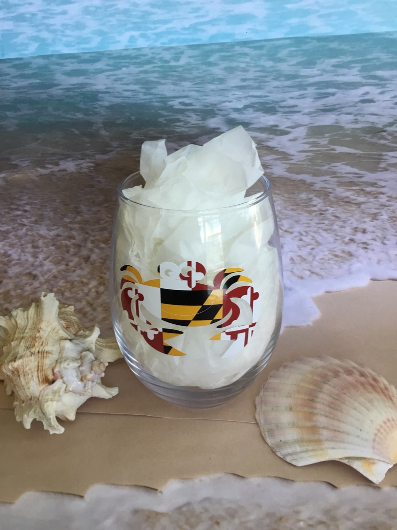 Personalized maryland crab stemless wine glass Etsy