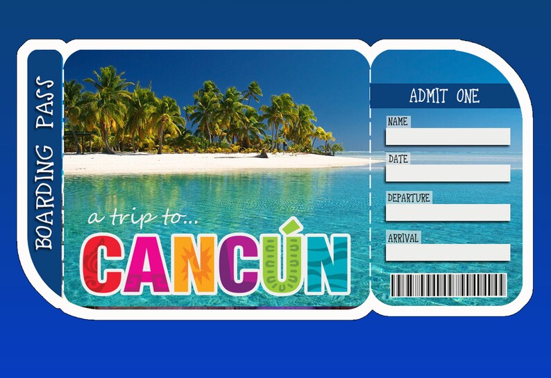 CANCUN Surprise Trip Ticket Editable File CANCUN Boarding Etsy