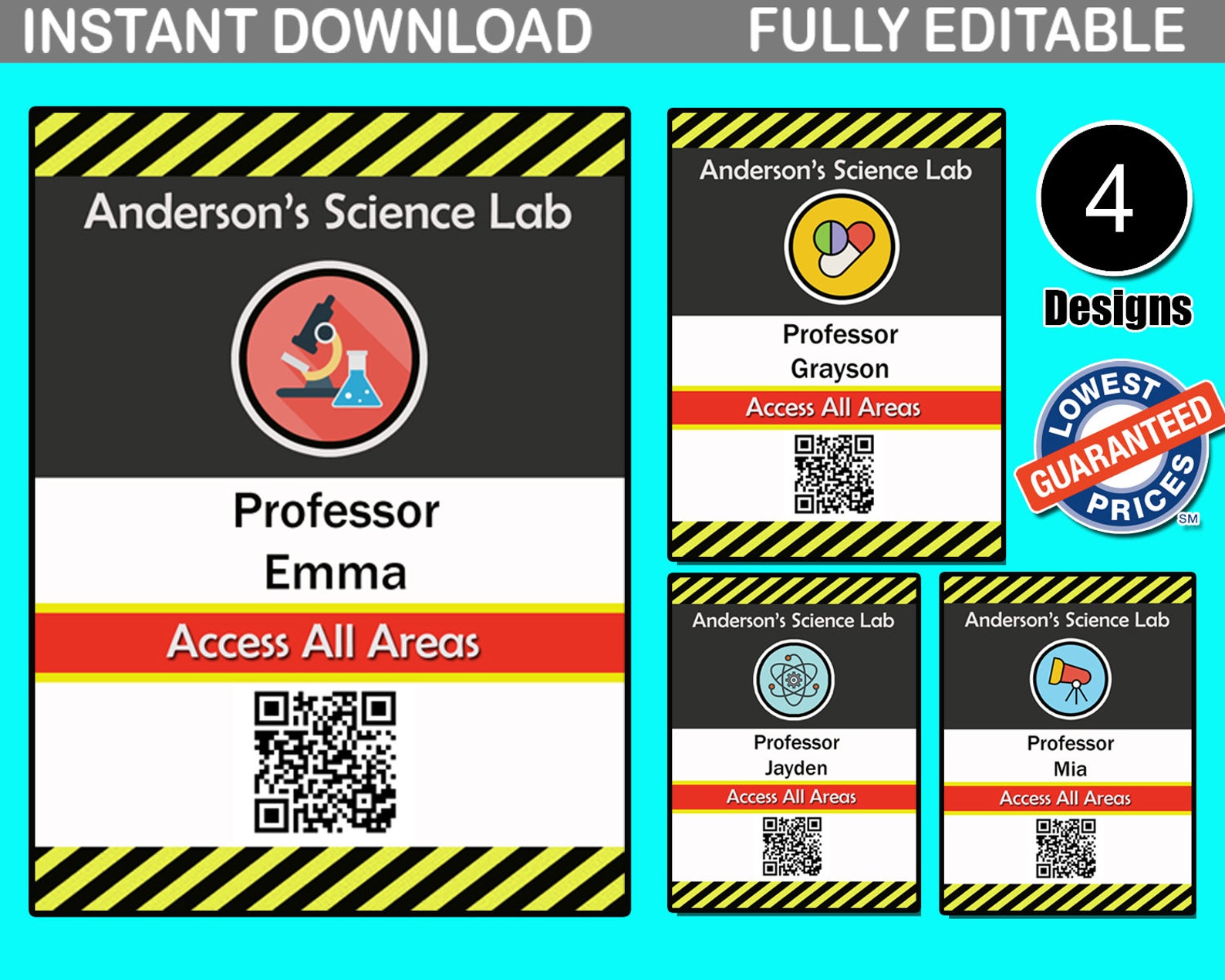 Science Party ID Badge. Editable ID. Science Party. Lab themed | Etsy