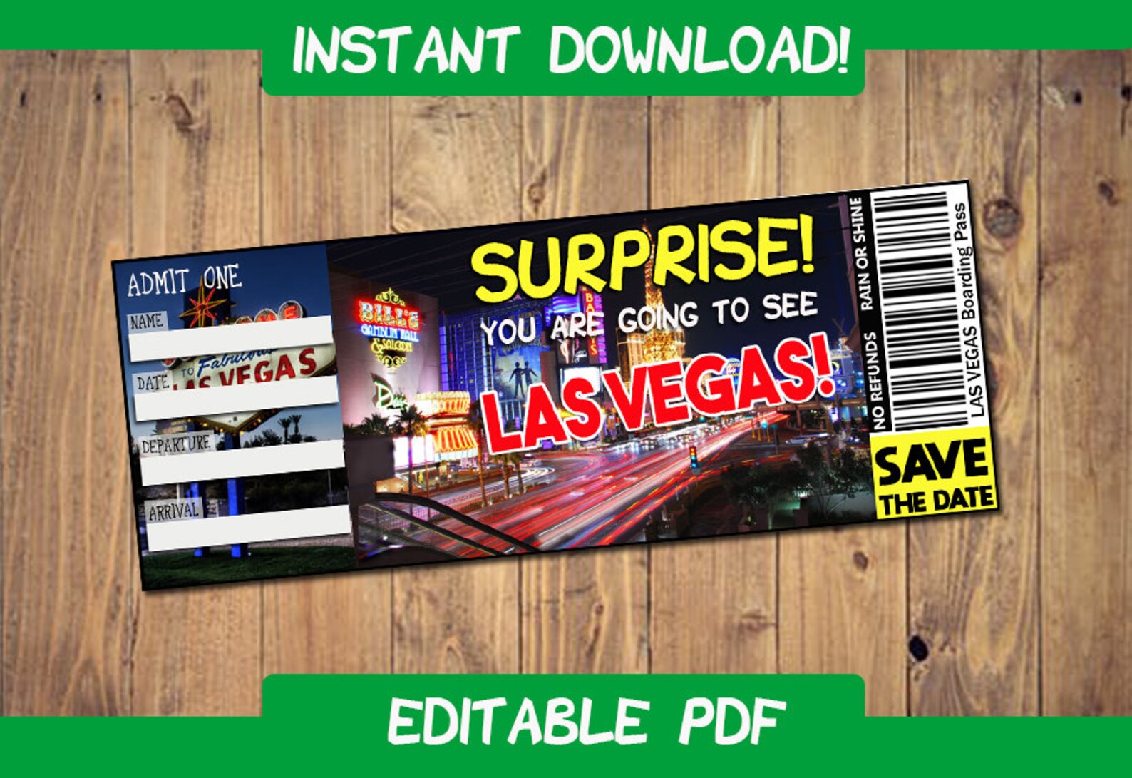 Printable Ticket to Las Vegas Boarding Pass Las Vegas Etsy