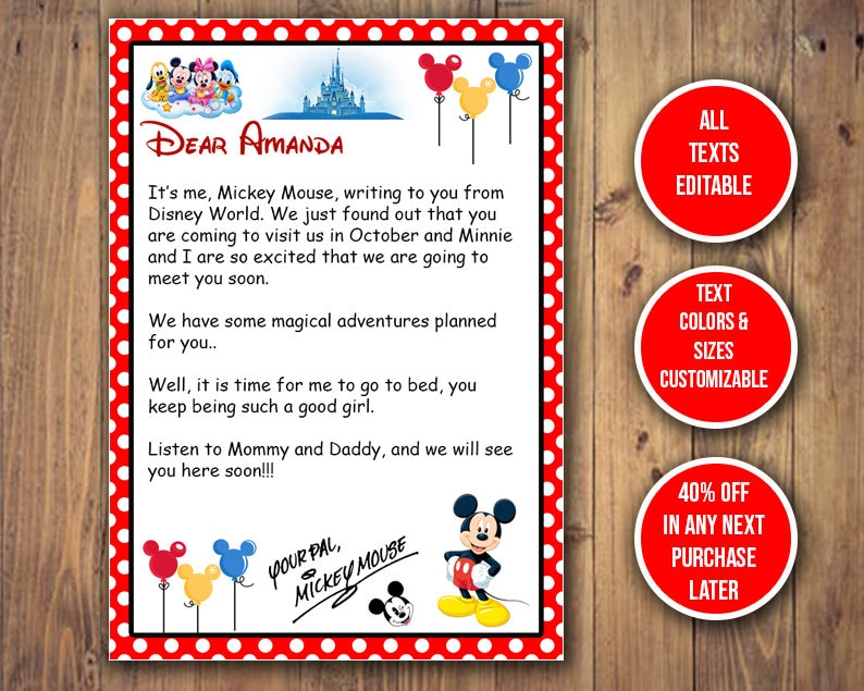 Letter From Mickey Mouse Template Free Letter From Mickey Mouse Template Free
