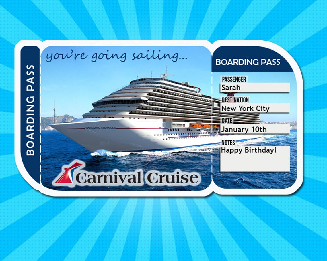 Carnival Cruise Tickets Cruise Ticket Download Editable Etsy