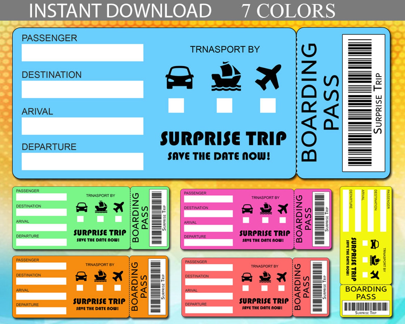 7 Printable Surprise Trip Customizable Template Print Etsy