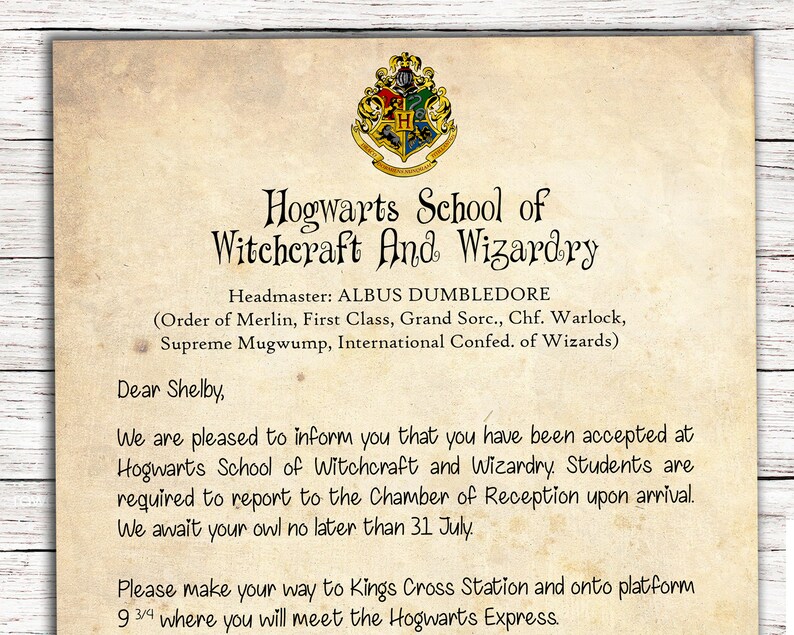 Printable Letter from Hogwarts Hogwarts Letter Etsy