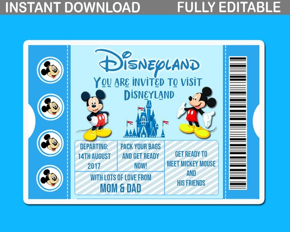 printable ticket to disneyworld boarding pass customizable etsy