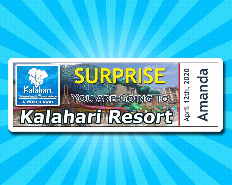 Kalahari Resort Boarding Pass Kalahari Resort Ticket Etsy