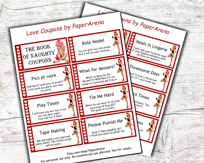 Naughty Coupons Book Mens T Printable Coupons Adult Etsy