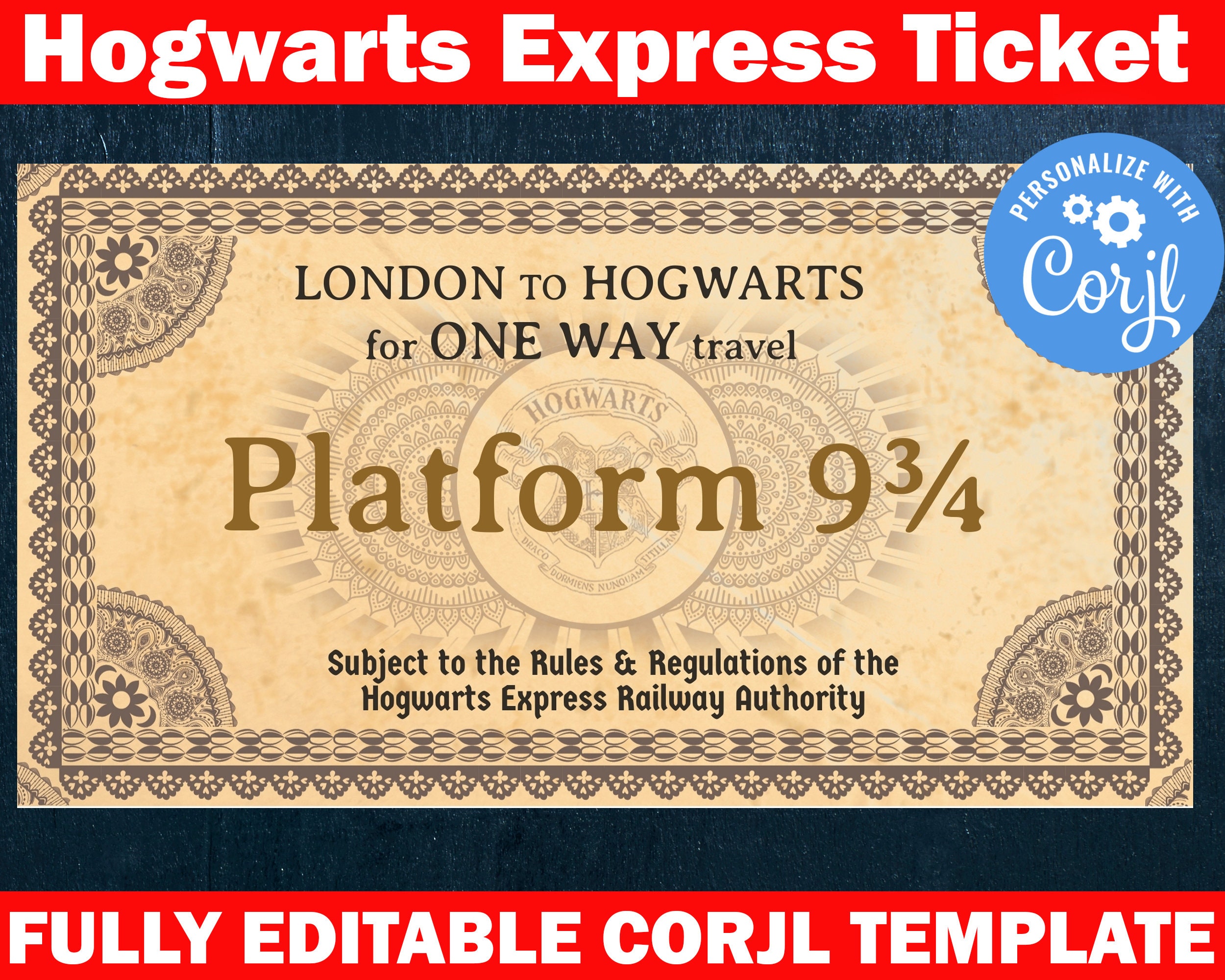 Hogwarts Express Train Ticket Hogwarts Platform Ticket Etsy