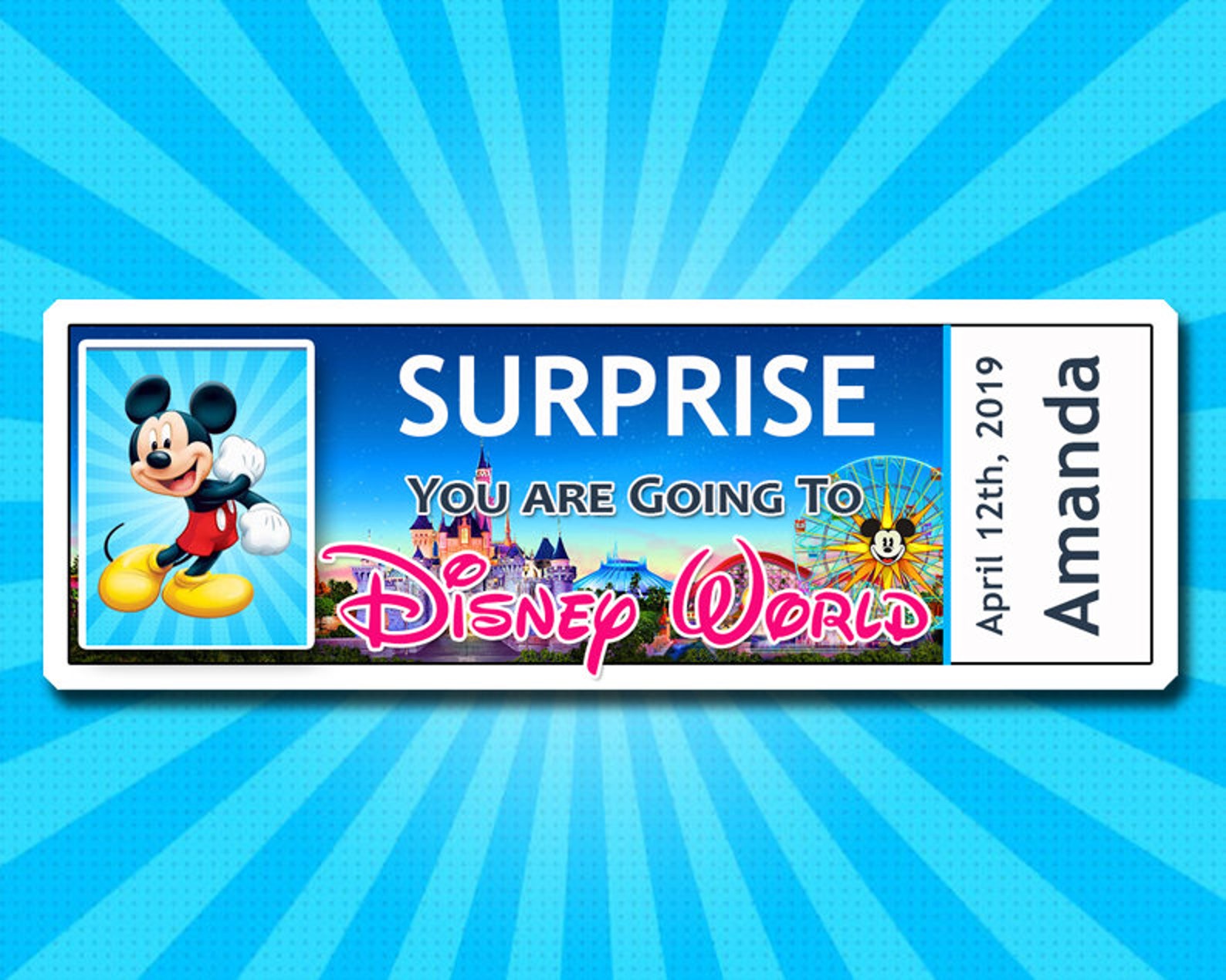 Disneyworld Boarding Pass Disney world Ticket Printable | Etsy