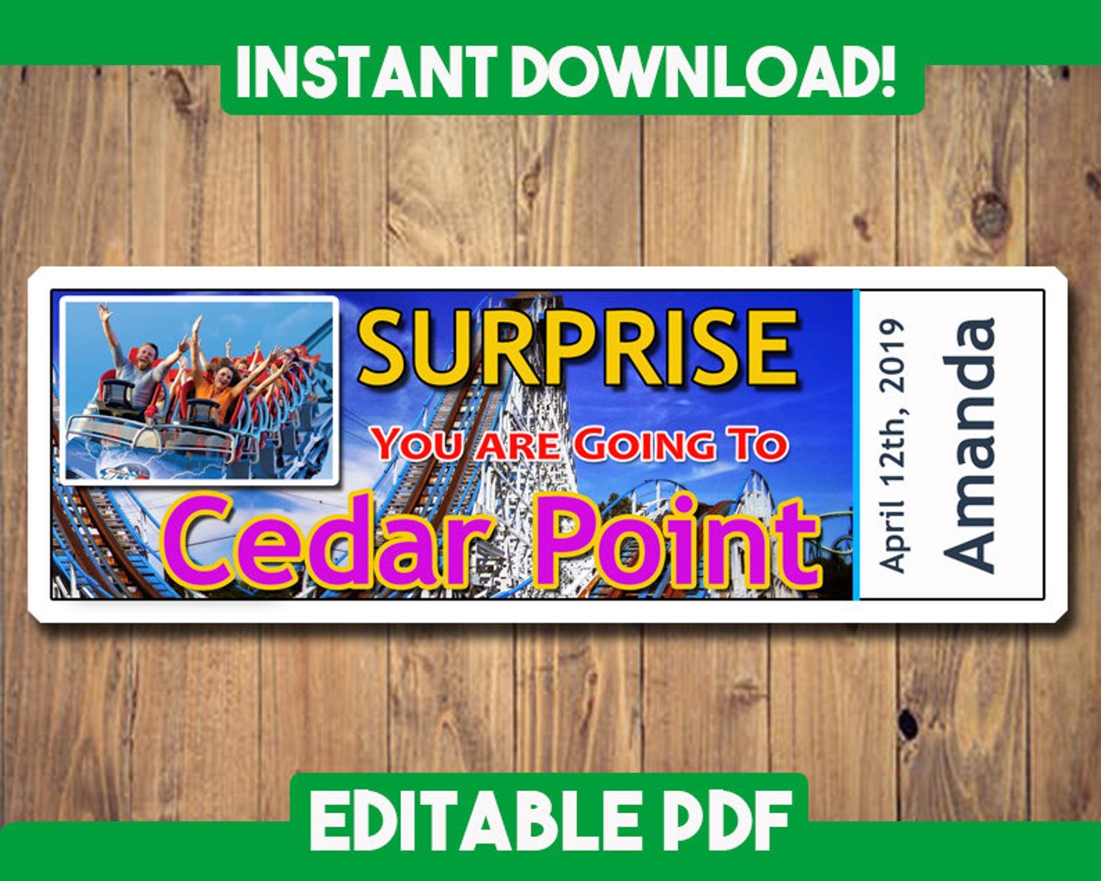 Cedar Point Boarding Pass Cedar Point Ticket Printable Etsy