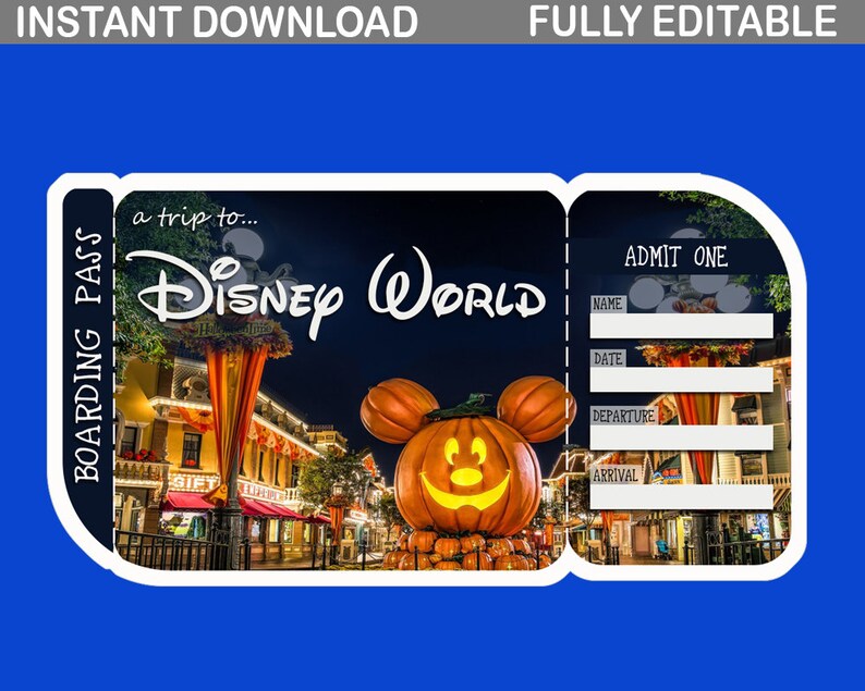 Disneyworld Boarding Pass Tickets 5 Pack Customizable Etsy