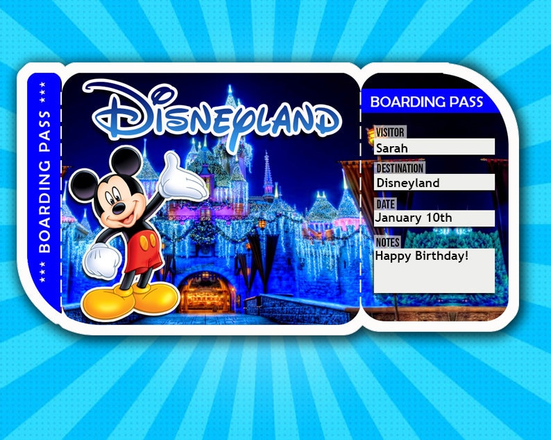 disneyland boarding pass disneyland ticket printable etsy