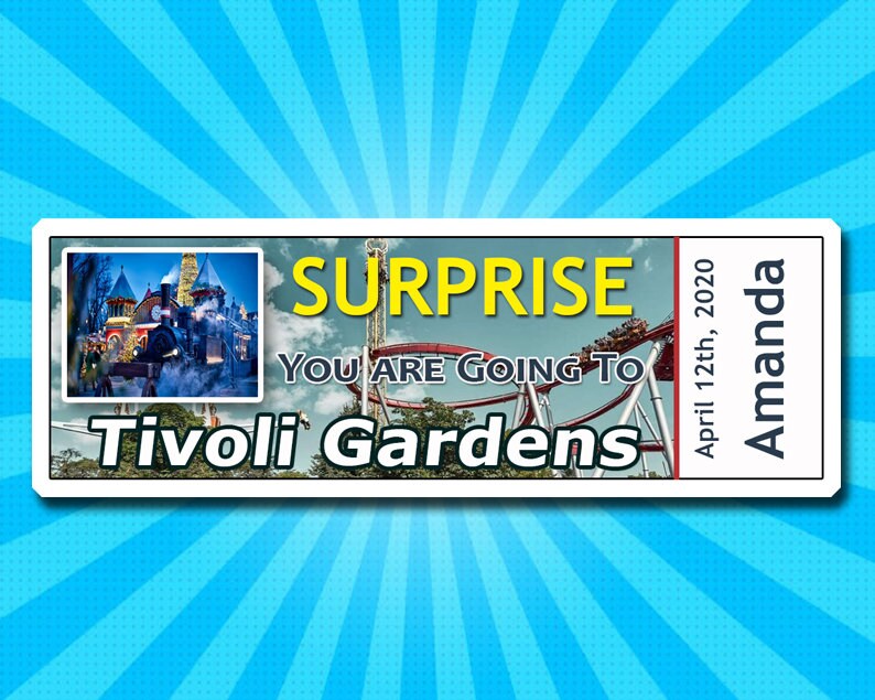 Tivoli Gardens Boarding Pass Tivoli Gardens Ticket Printable | Etsy
