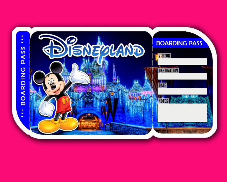 Disneyland Boarding Pass Disneyland Ticket Printable Etsy