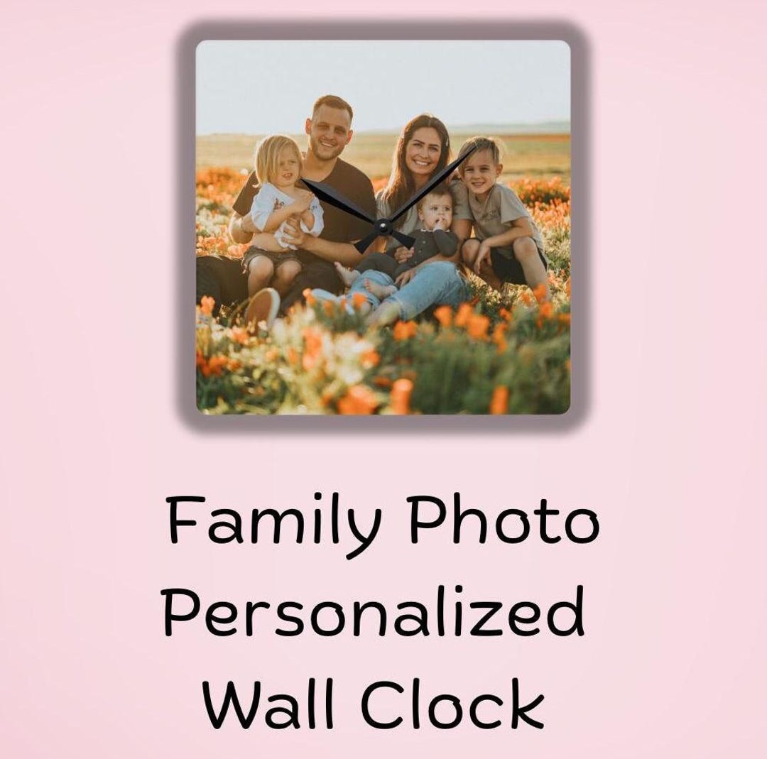 Family Photo Personalized Wall Clock Mothers Day Gift Valentines Day ...