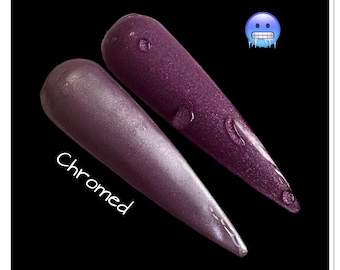 Elisa. Silver to pink/purple.  Thermal dip. Thermal nail dip. Silver shimmer thermal. Thermal dip