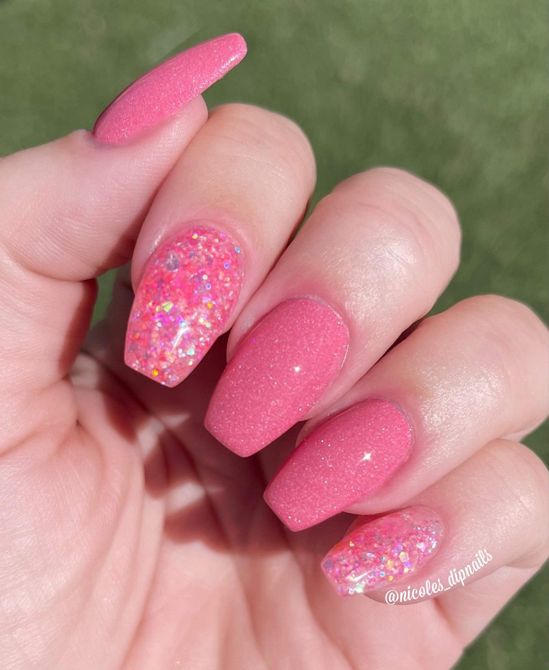 Medium Pink Nail Dip Powder. Pink Glitter Nail Dip. Pink Nail - Etsy