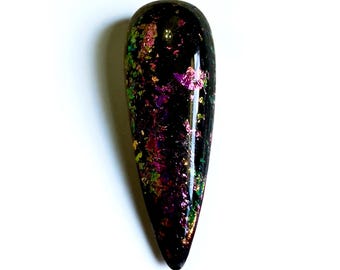 Midnight Escape. Black flake nail dip powder. Fall nail dip. Black dip.