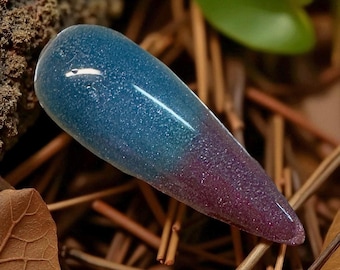 Secrets Of The Forest. Blue to brown thermal dip. Blue to brown nail dip. Blue flake thermal.