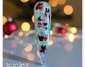 Icicles nail dip. Holiday glitter dip. Flake Christmas nail dip. Christmas nail dip. nail dip.