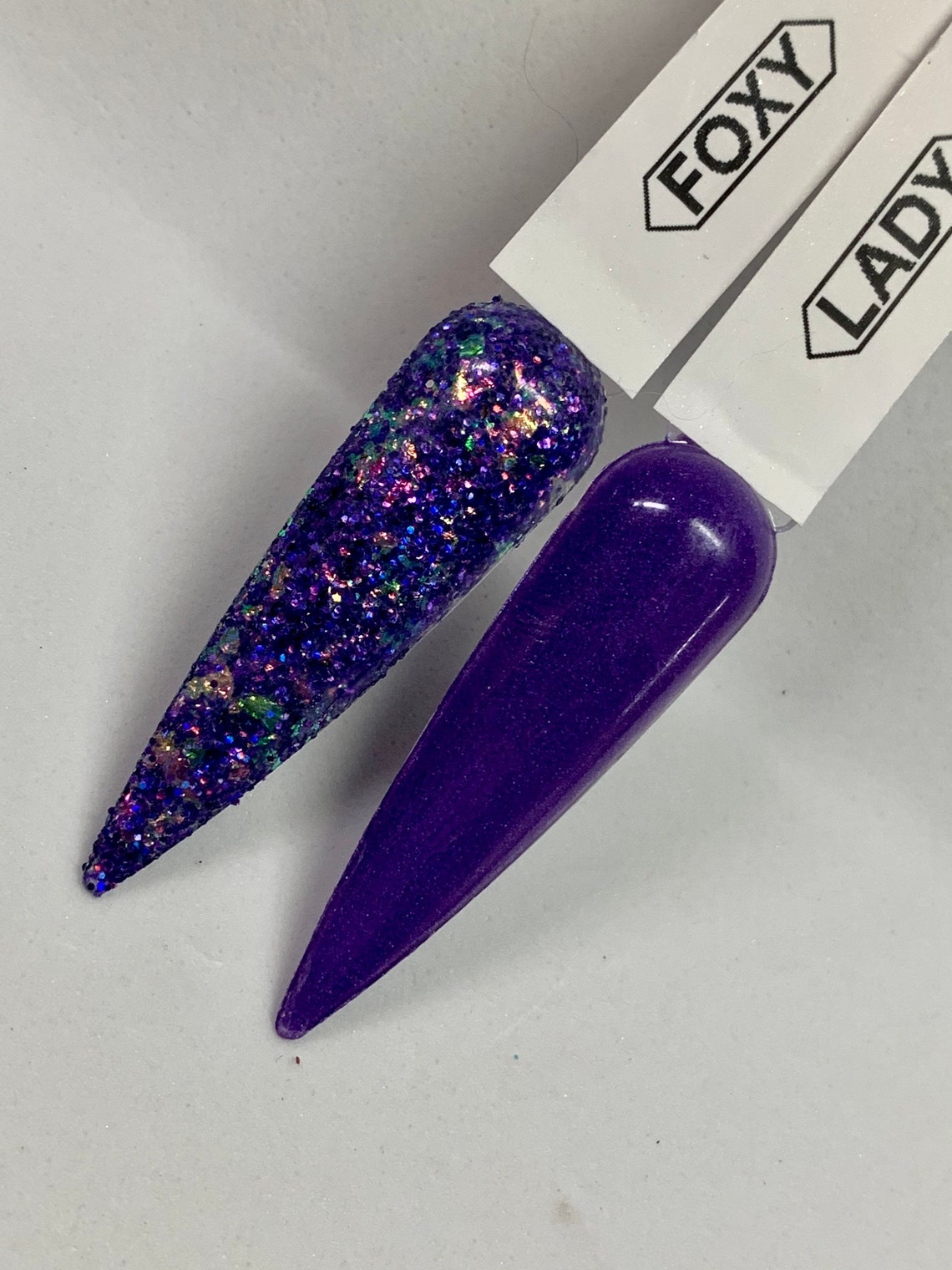 Purple glitter nail dip. Purple nail dip duo.purple flake nail | Etsy