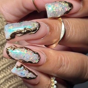 White Opal. Opal nail dip. Rainbow nail dip. Glitter rainbow nail dip. glitter dip. Unique dip.