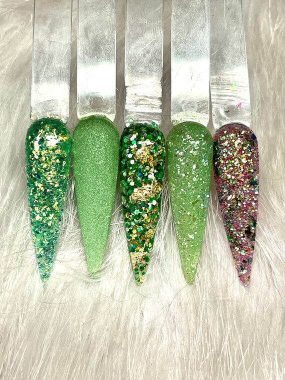 Green Nail Dip. Green Foil Nail Dip. St Pattys Day Nail Dip. - Etsy