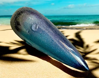 High Tide & Stormy Skies. Fall nail dip. Light blue to Dark gray blue thermal dip.  nail dip. Flake Nail dip.