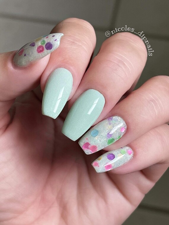 Light Green Nail Dip Light Green Glitter Nail Dip Light Etsy
