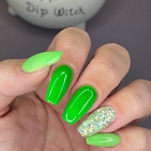 Neon Green Nail Dip. Green Nail Dip. Light Green Nail Dip. Green Glitter Nail Dip Powder. Paired