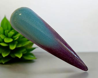 Turquoise Vibes. Teal to brown nail dip. Teal thermal nail dip. Thermal glitter dip. Teal to brown thermal dip.