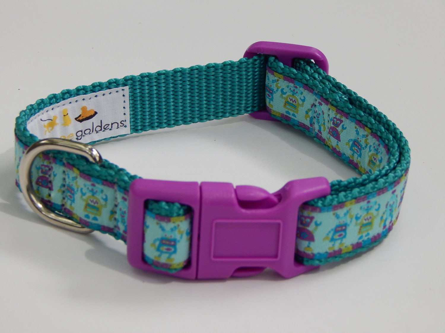 Robot Dog Collar Teal and Purple Dog Collar Adjustable Dog Etsy